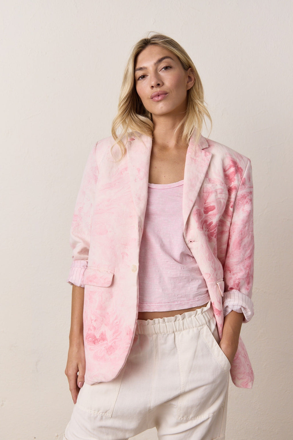 Seville Slouchy Linen Cotton Marbled Blazer