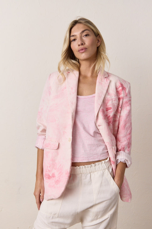 Seville Slouchy Linen Cotton Marbled Blazer Hover Image