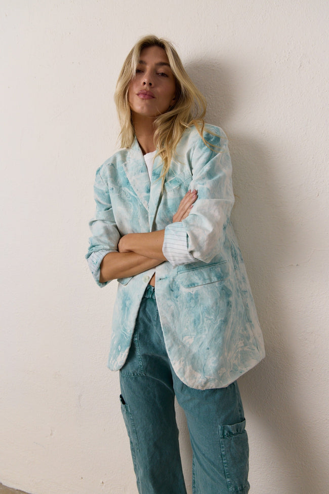 Seville Slouchy Linen Cotton Marbled Blazer Main Image