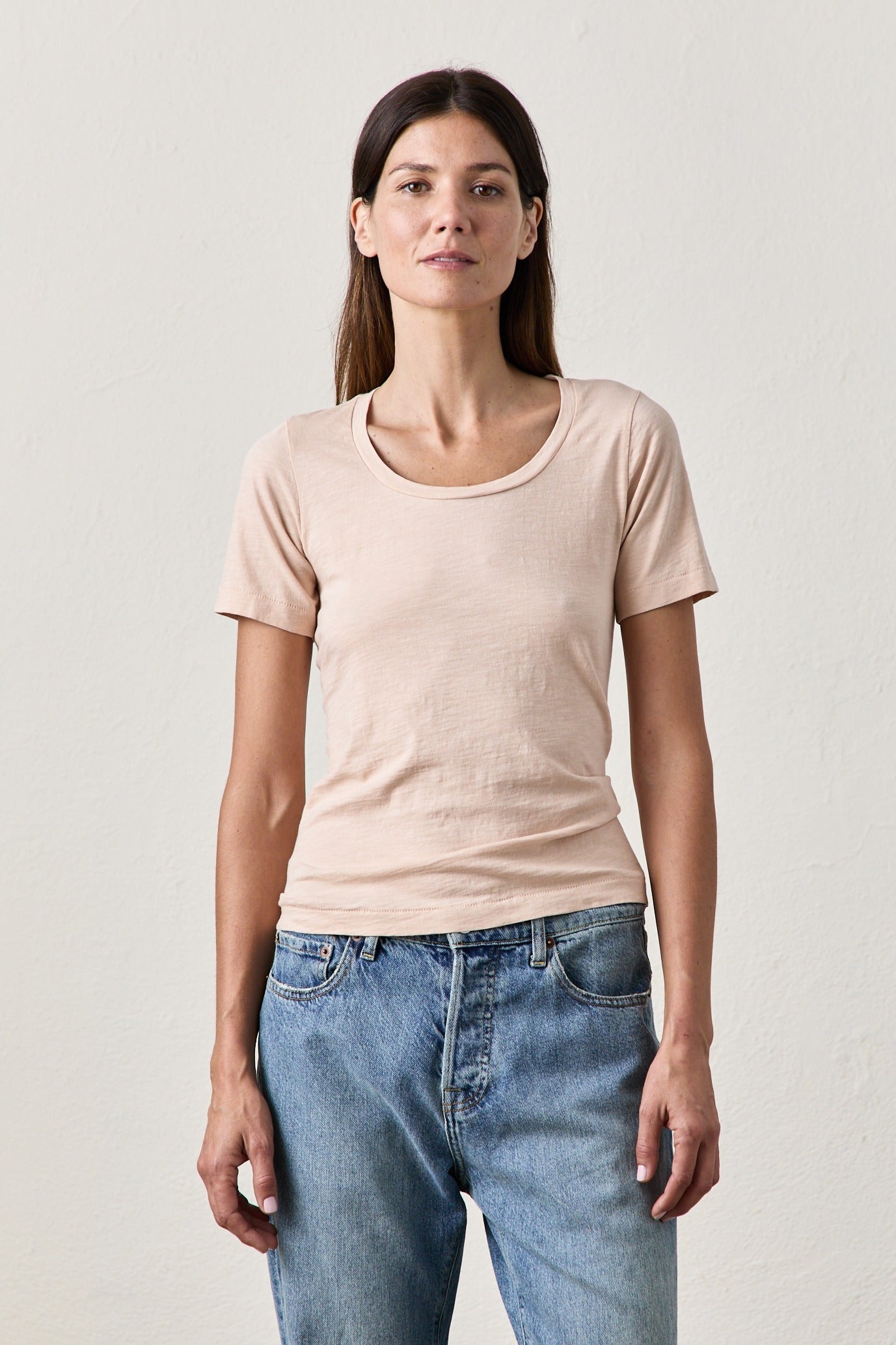 Tally Slim Fit U Neck Slub Jersey Tee