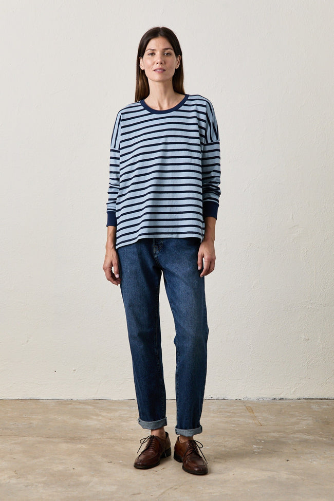 Abby Loose Fit Stripe Slub Jersey Tee Hover Image