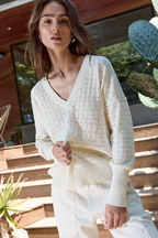 Pheobe Viscose Blend Crochet V Neck Sweater