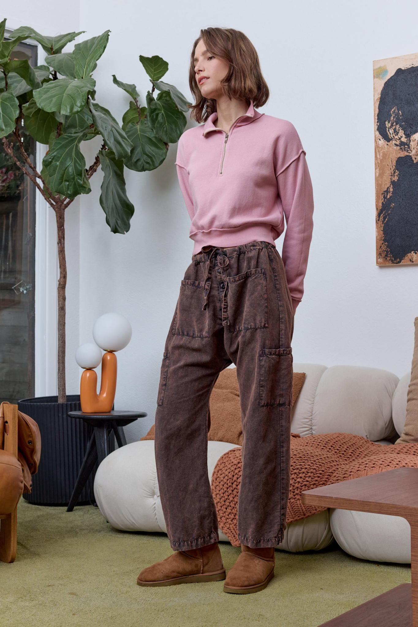 Carlson Linen Cotton Tie Pant